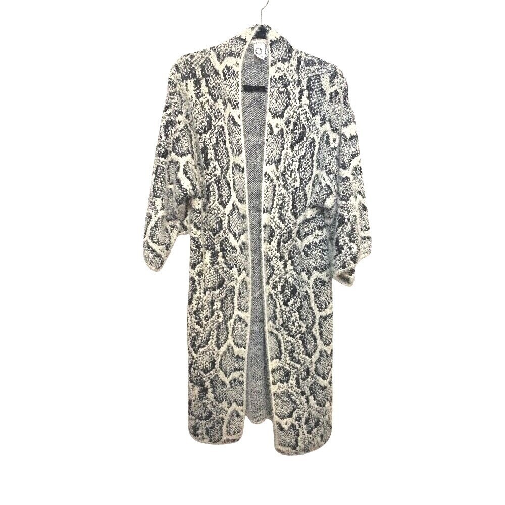 Akemi + Kin Anthropologie Snake Print Duster Cardigan Grey White‎ One Size OS